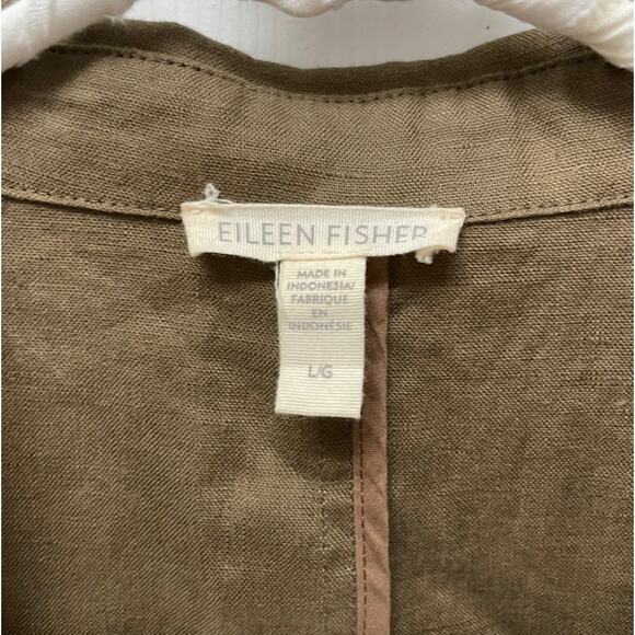 Eileen Fisher Organic Linen Shaped oversized Blazer Pine Needle minimalist L - Picture 5 of 5